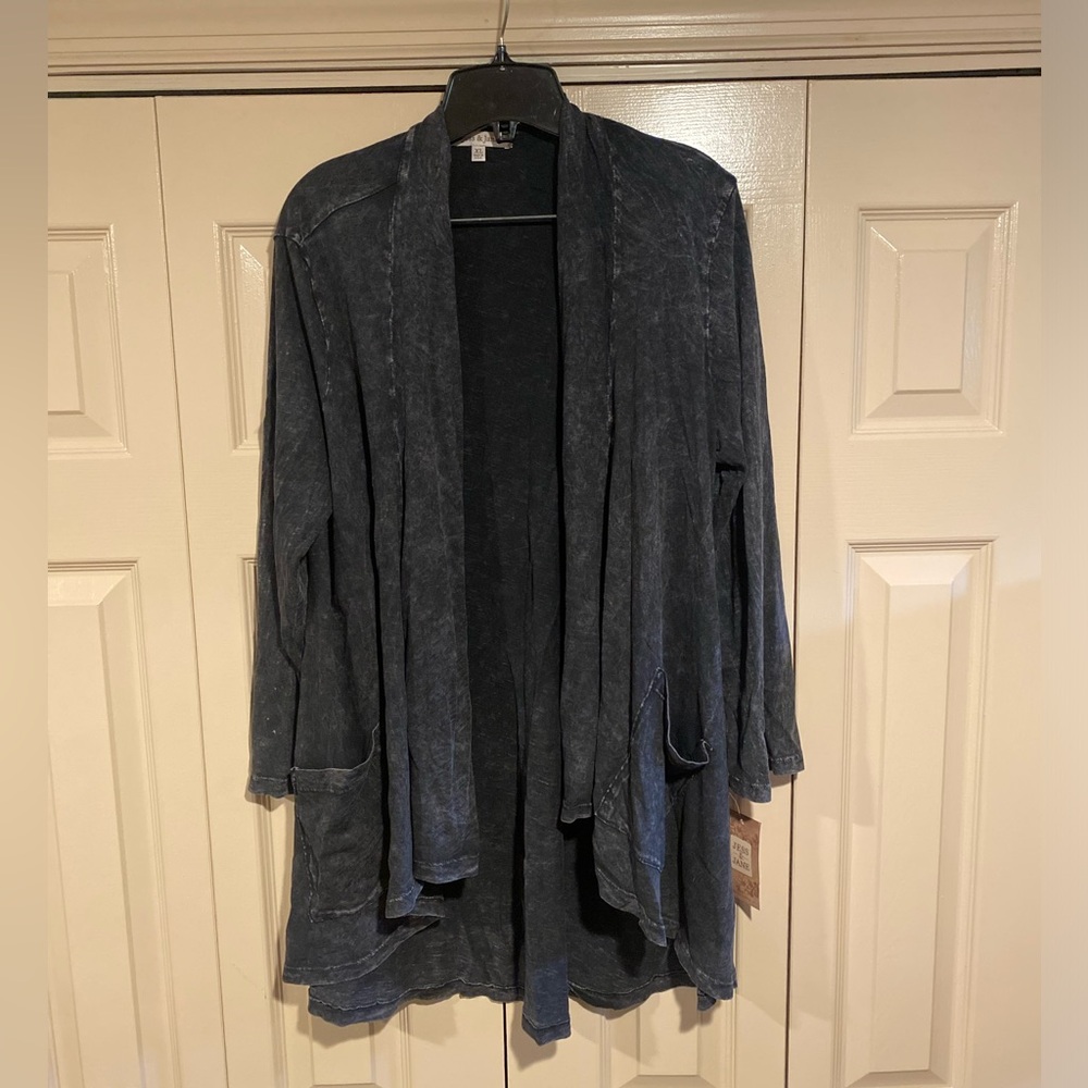 NWT Women's Black Open Front Cardigan 3/4 sleeve